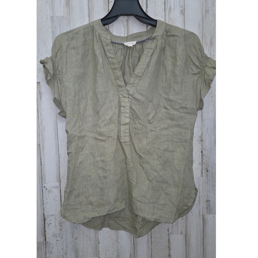 Anthropologie Pilcro size XS Blouse Top 100% Linen Flutter sleeve Romantic